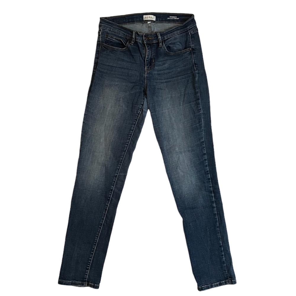 Nicole Miller New York Tribeca Mid Rise Straight Denim Blue Jeans